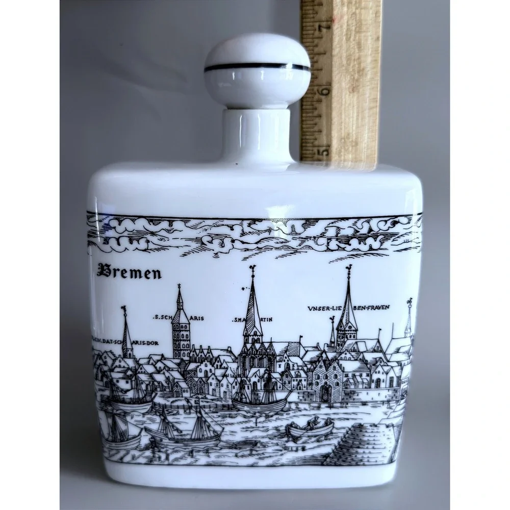 Bremen Porcelain Decanter & Boxed Trinket Dish Plate Set of 6 – Vintage Germany